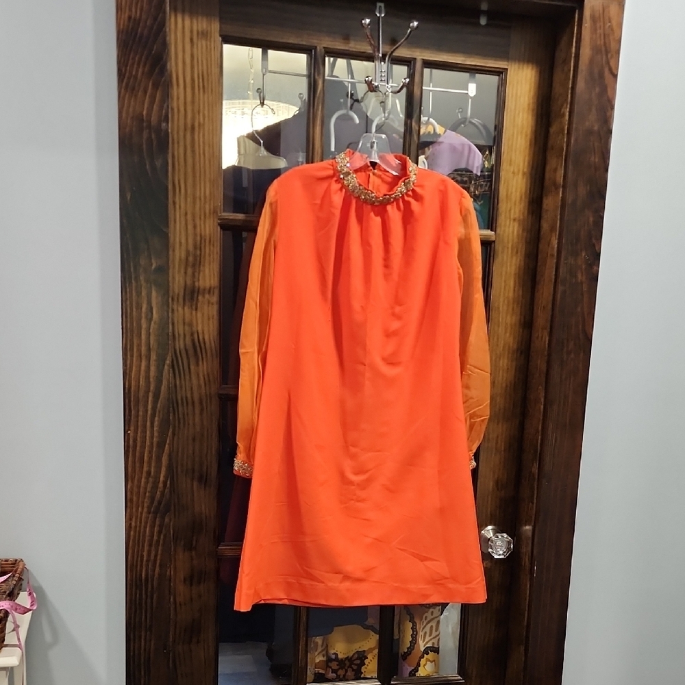 Vibrant Orange Long Sleeve Dress